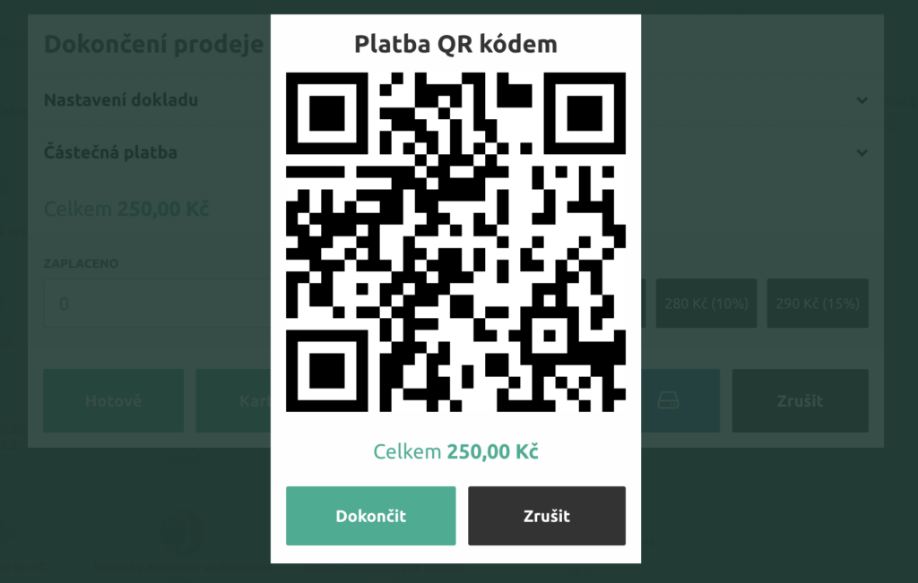 Verze 2.8.3 - Platba QR kódem, hotovost a spropitné, obrázek 1