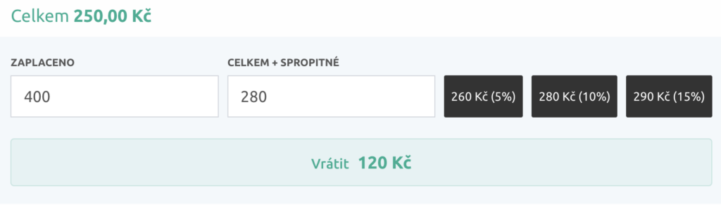 Verze 2.8.3 - Platba QR kódem, hotovost a spropitné, obrázek 2